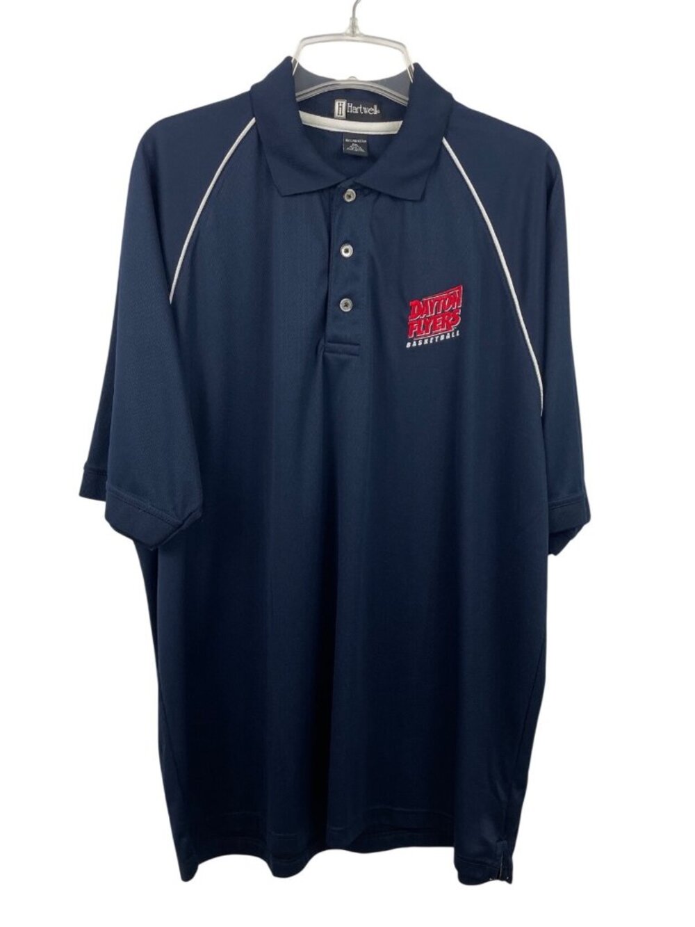 Hartwell Dayton Flyers Basketball Navy Blue Short Sleeve Polo Shirt Mens 2XL